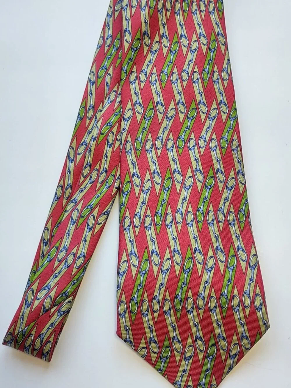 Vintage Gucci 100% Silk Tie Classic Equestrian Pattern Italy Luxury Designer